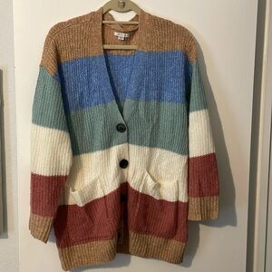 American Eagle Oversized Colorful Striped Cardigan